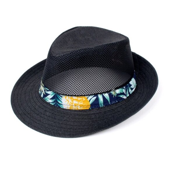 Trendy Black Mesh Fedora Hat - Picture 1 of 1